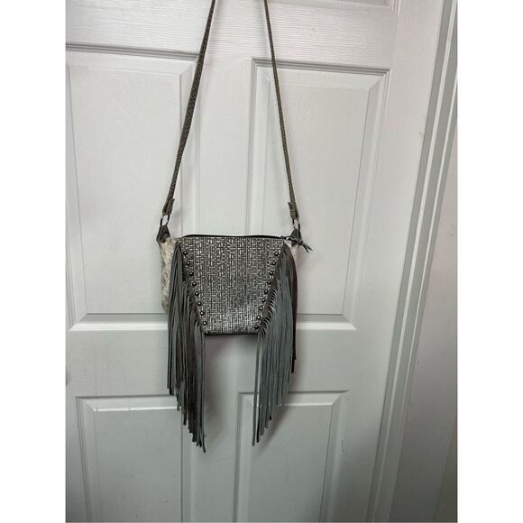 Holy Cow Culture 847 Original Leather Cowhide Fringed Crossbody Bag Gift - Picture 1 of 16
